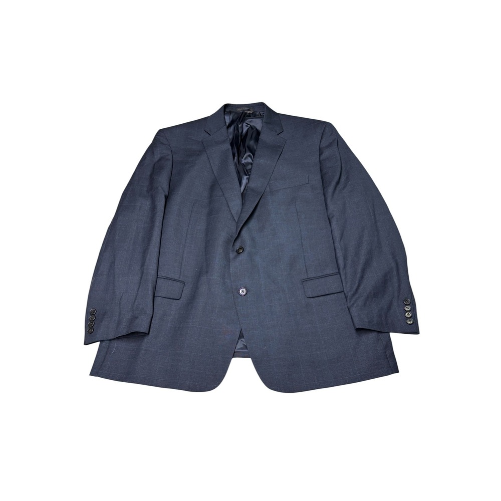 Lauren Ralph Lauren Mens 48R Wool Suit Jacket Navy Blue Windowpane Blazer